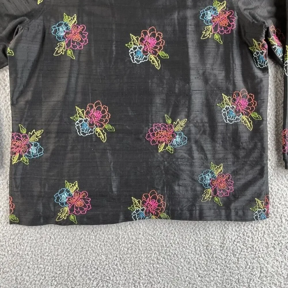 Vintage Laura Ashley Jacket Womens Large Blazer Silk Floral Embroidered Boho‎